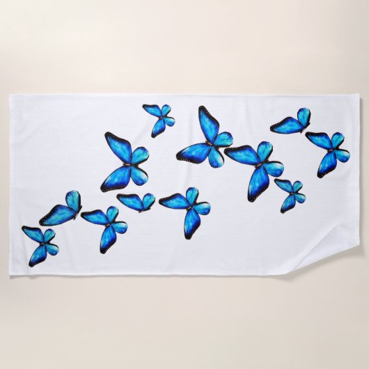 Serviette De Plage Aquarelle bleu de papillon (Devant)