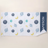 Serviette De Plage Aquarelle Blue Space Planet Motif (Devant)