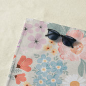 Serviette De Plage Aquarelle Boho Rose Floral (En situation)