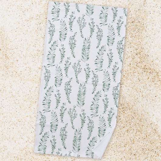 Serviette De Plage Aquarelle botanique Verdure Feuille