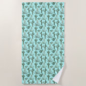 Serviette De Plage Aquarelle Cactus & Succulents Été Amusement (Devant)