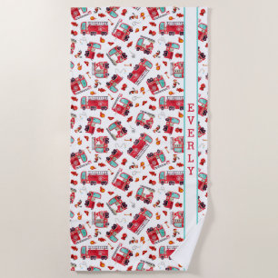 Serviette De Plage Aquarelle Camions Enfants Personnalisés