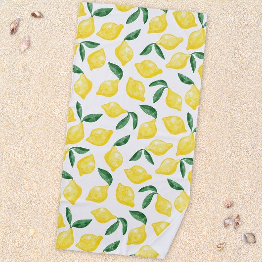Serviette De Plage Aquarelle Citron méditerranéen