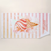 Serviette De Plage Aquarelle Cool Crème glacée Bandes roses (Devant)
