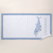 Serviette De Plage Aquarelle côtière bleu Polka Dot Dolphin (Devant)