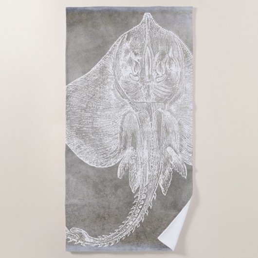 Serviette De Plage Aquarelle côtière Rayon de patinage Moteur Neutre (Devant)