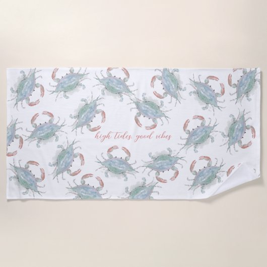 Serviette De Plage Aquarelle Crabe côtier (Devant)