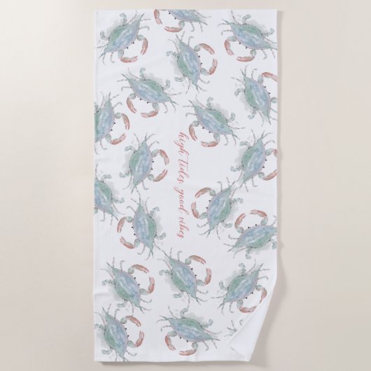 Serviette De Plage Aquarelle Crabe côtier (Devant)