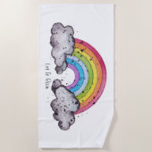 Serviette De Plage Aquarelle Cute Arc-En-Ciel Et Nuages (Devant)