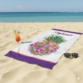 Serviette De Plage Aquarelle d'ananas tropical personnalisé