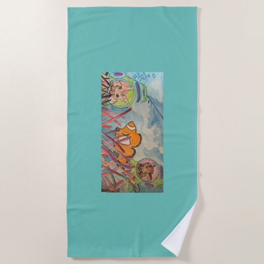 Serviette De Plage Aquarelle de chat Scuba (Devant)