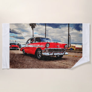 Serviette De Plage Aquarelle de Chevrolet Bel Air 1956