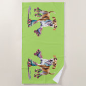 Serviette De Plage Aquarelle de chien sur roulettes (Devant)