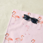 Serviette De Plage Aquarelle de Flamants roses roses (En situation)