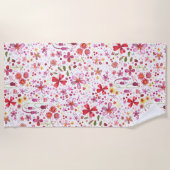 Serviette De Plage Aquarelle de fleurs sauvages (Devant)