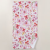 Serviette De Plage Aquarelle de fleurs sauvages (Devant)