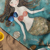 Serviette De Plage Aquarelle de sirène personnalisée