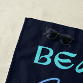 Serviette De Plage Aquarelle de tortue bleue personnalisée (En situation)