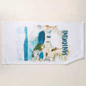 Serviette De Plage Aquarelle de voyage Santorin Grèce (Devant)