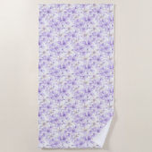 Serviette De Plage Aquarelle délicate Fleurs violettes (Devant)