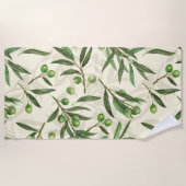 Serviette De Plage Aquarelle des branches d'olive (Devant)