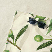 Serviette De Plage Aquarelle des branches d'olive (En situation)