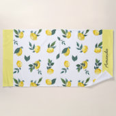 Serviette De Plage Aquarelle d'été frais citrons Nom personnalisé (Devant)