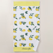 Serviette De Plage Aquarelle d'été frais citrons Nom personnalisé (Devant)