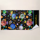 Serviette De Plage Aquarelle Dinosaur Construction Creative Space Kid (Devant)