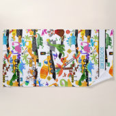 Serviette De Plage Aquarelle Dinosaure Construction Enfants mignonnes (Devant)