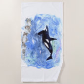 Serviette De Plage Aquarelle d'orque (Devant)