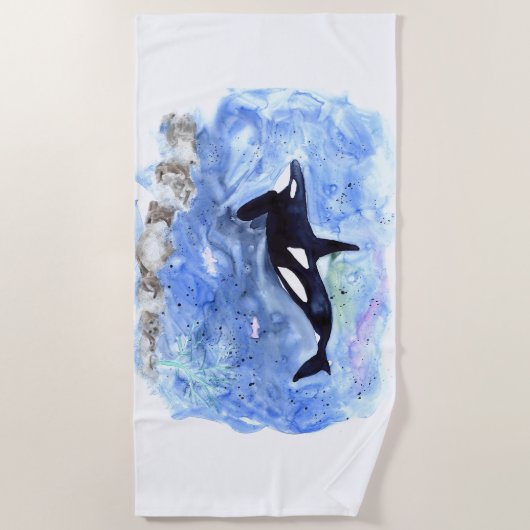 Serviette De Plage Aquarelle d'orque (Devant)