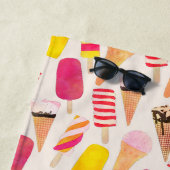 Serviette De Plage Aquarelle douce été crème glacée (En situation)