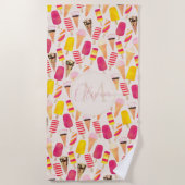 Serviette De Plage Aquarelle douce été crème glacée (Devant)