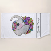 Serviette De Plage Aquarelle Eléphant Avec Fleurs Sauvages (Devant)
