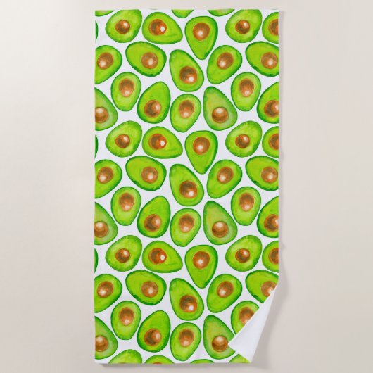 Serviette De Plage Aquarelle en tranches d'Avocado (Devant)