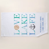 Serviette De Plage Aquarelle faite sur commande de typographie de la (Devant)