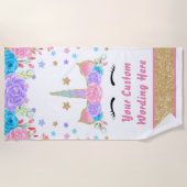 Serviette De Plage Aquarelle Faux Gold Parties scintillant Unicorn Pe (Devant)