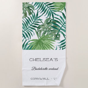 Serviette De Plage Aquarelle Feuille tropicale Bachelorette Plage