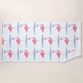 Serviette De Plage Aquarelle Flamant rose rose (Devant)