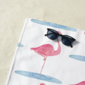 Serviette De Plage Aquarelle Flamant rose rose (En situation)