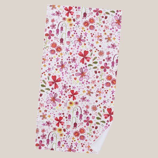 Serviette De Plage Aquarelle Fleur Sauvage