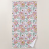 Serviette De Plage Aquarelle fleurs délicates. (Devant)