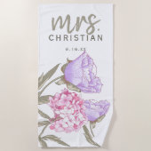 Serviette De Plage Aquarelle Floral Date (Devant)