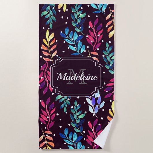 Serviette De Plage Aquarelle Florale (Devant)