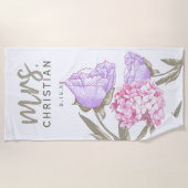 Serviette De Plage Aquarelle Florale Mme Date (Devant)