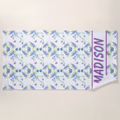 Serviette De Plage Aquarelle florale talon haut avec papillons (Devant)