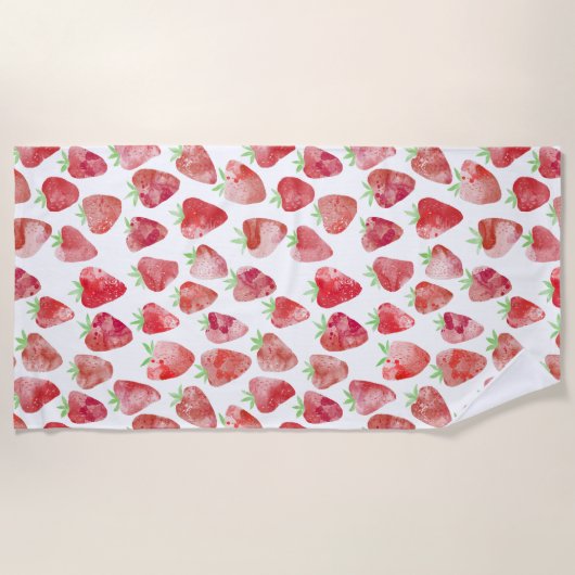 Serviette De Plage Aquarelle fraise (Devant)