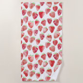 Serviette De Plage Aquarelle fraise (Devant)