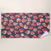 Serviette De Plage Aquarelle fraise Fruit foncé (Devant)
